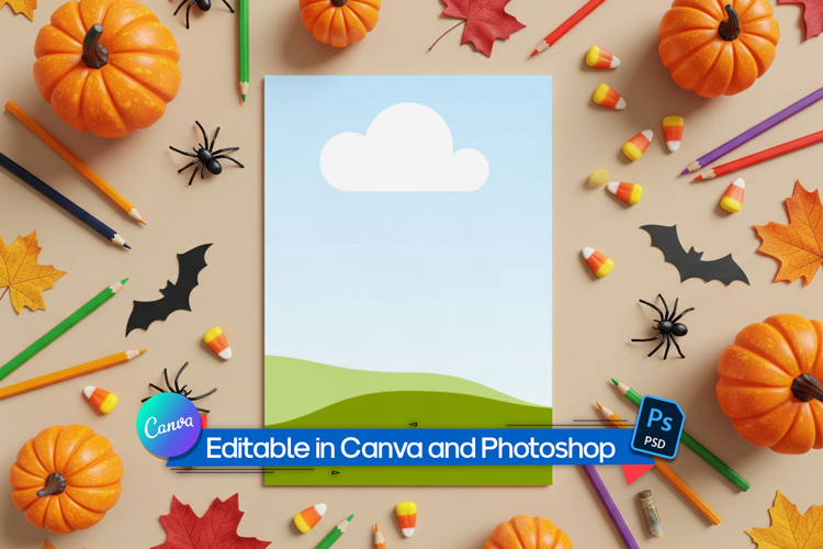Autumn Coloring Page Mockup
