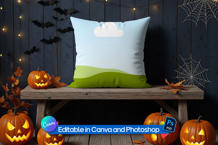 Autumn pillow pattern mockup