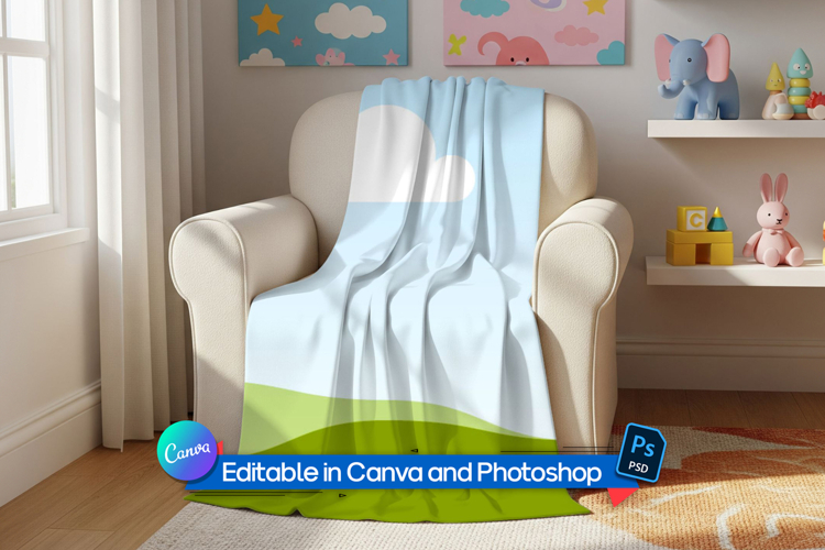 Baby blanket mockup chair