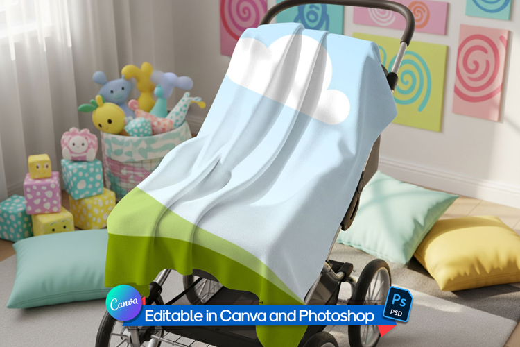 baby blanket stroller mockup