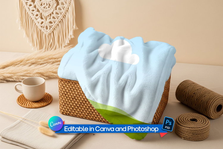 Basket blanket mockup