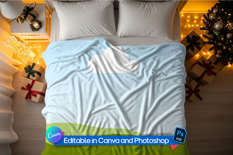 Bedroom blanket mockup