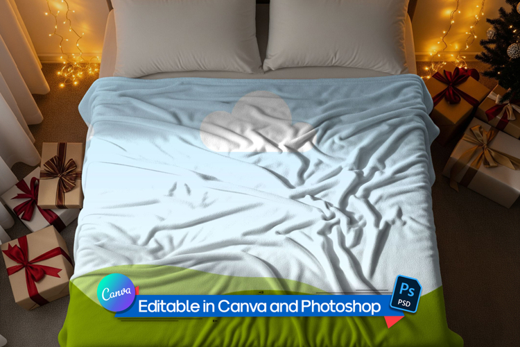 Blanket mockup on bed