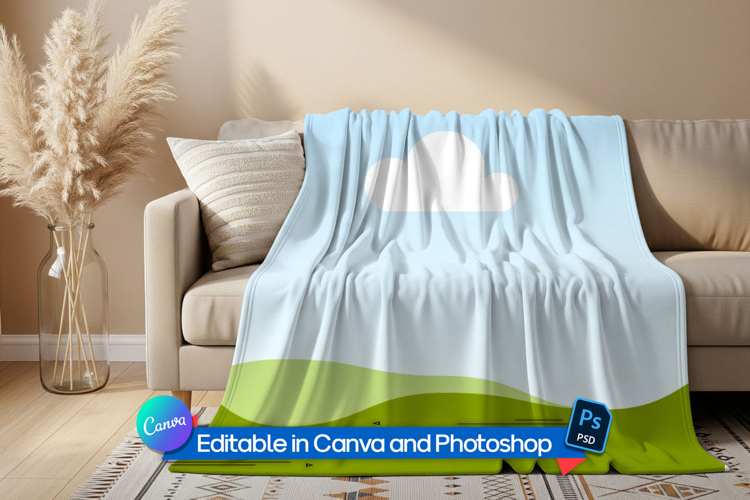 Blanket mockup on sofa