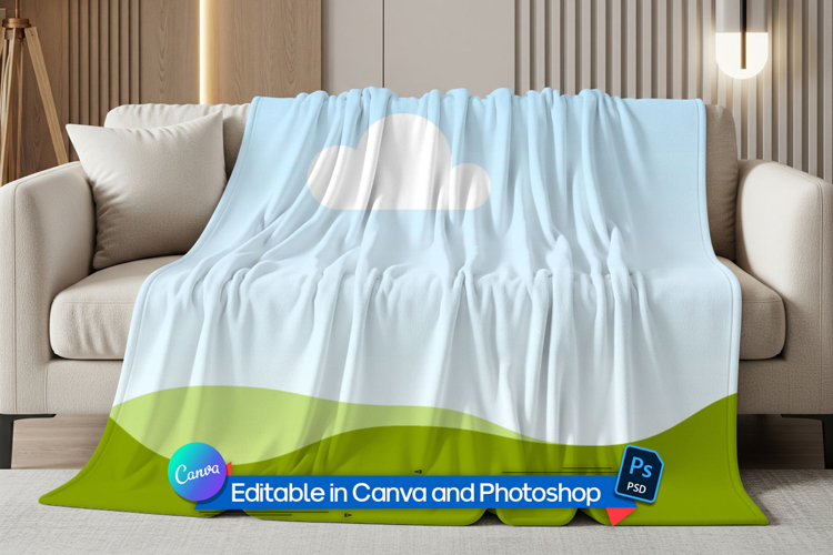Blanket on couch mockup
