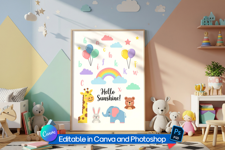 Children’s bedroom frame mockup