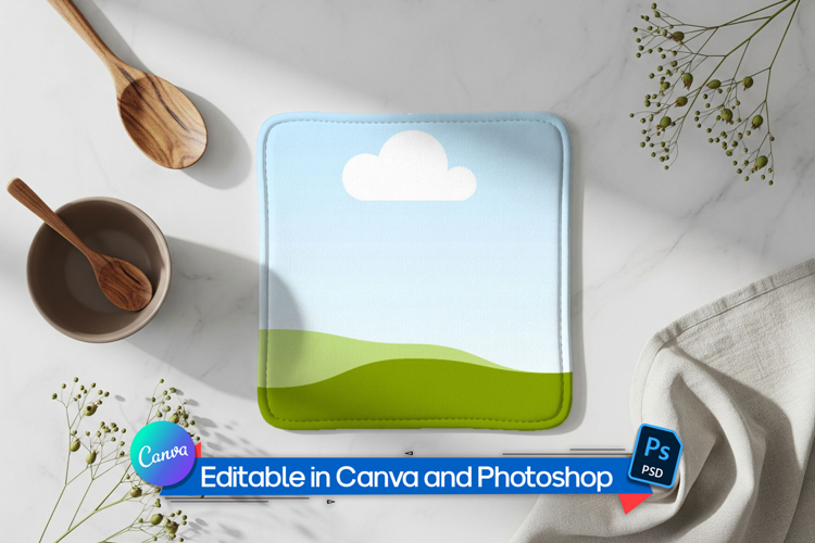 Cotton hot pad mockup