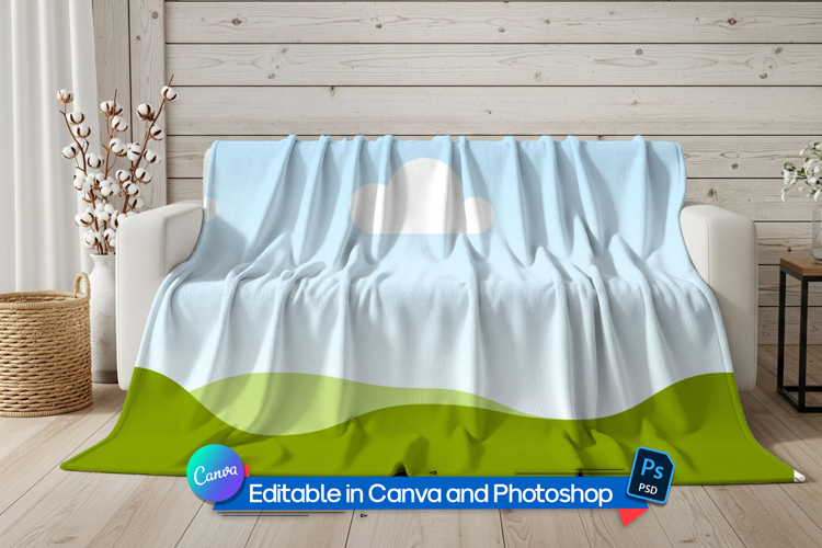 Cozy sofa blanket mockup