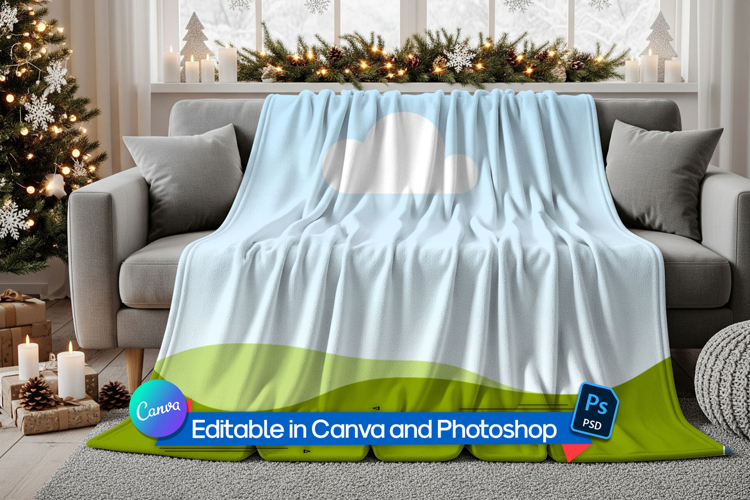 Cozy winter blanket mockup