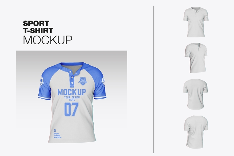 Baseball Henley Raglan T-Shirt Mockup