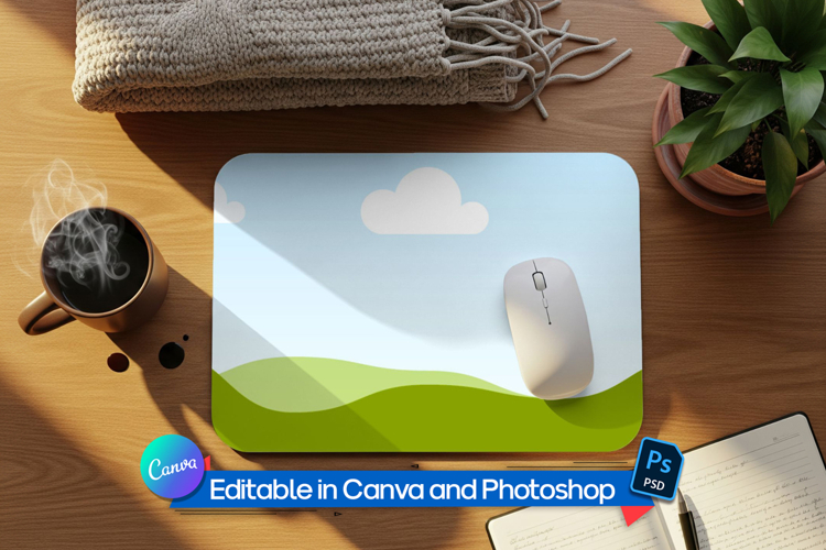 Desk mouse pad mockup