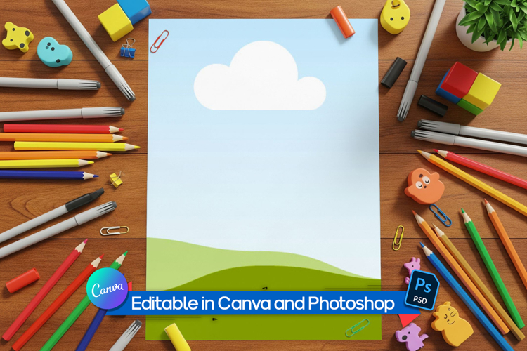 Editable coloring page mockup - A4 coloring page mockup