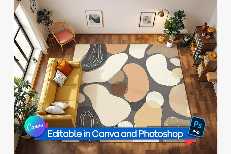 Editable large rug mockup