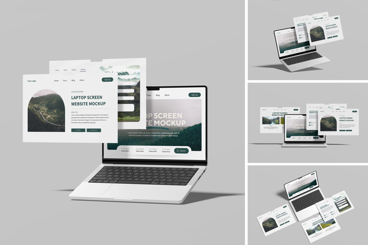 Laptop Screen Website Mockup