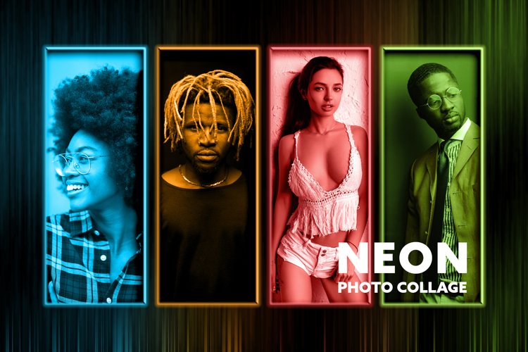 Neon Photo Collage Mockup example image 1