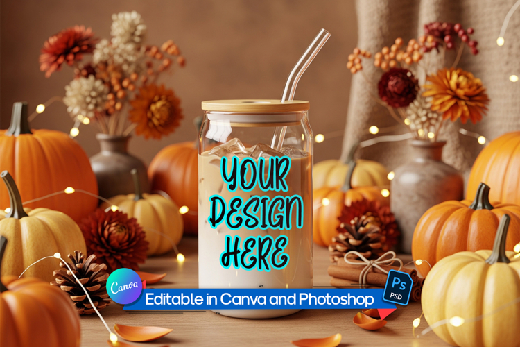 Fall Glass Can Mockup