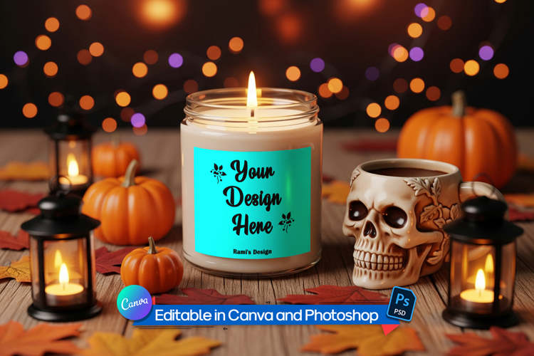 Fall soy candle mockup