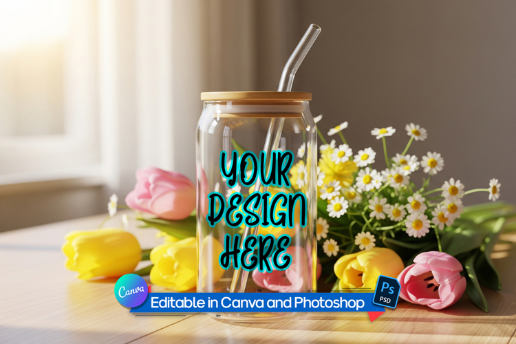 Glass can mockup for sublimation