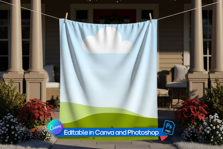 Hanging blanket presentation mockup