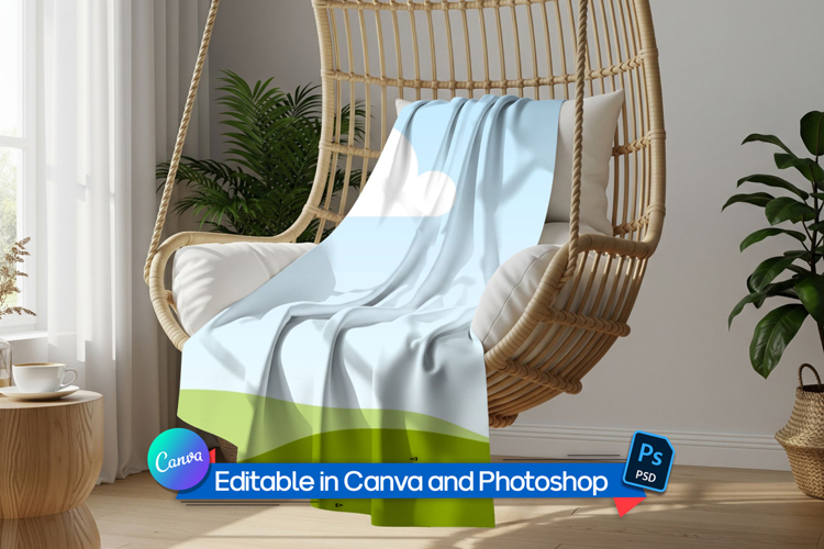 Hanging chair blanket mockup