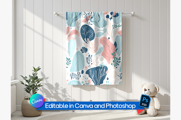 Hanging kids blanket mockup