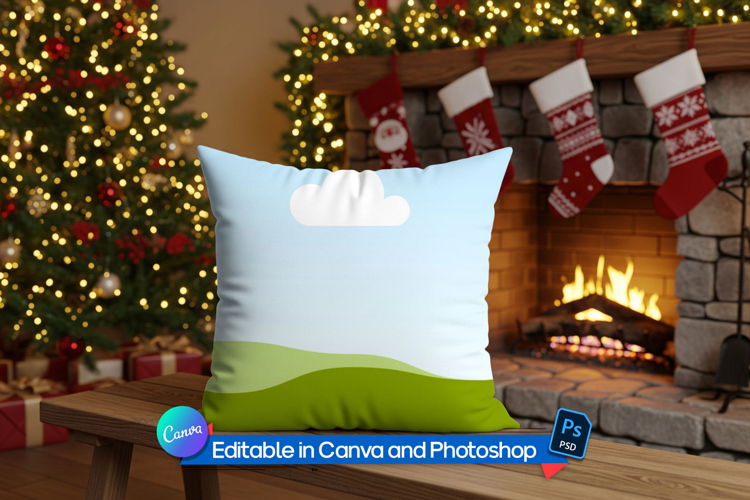 holiday aesthetic pillow mockup