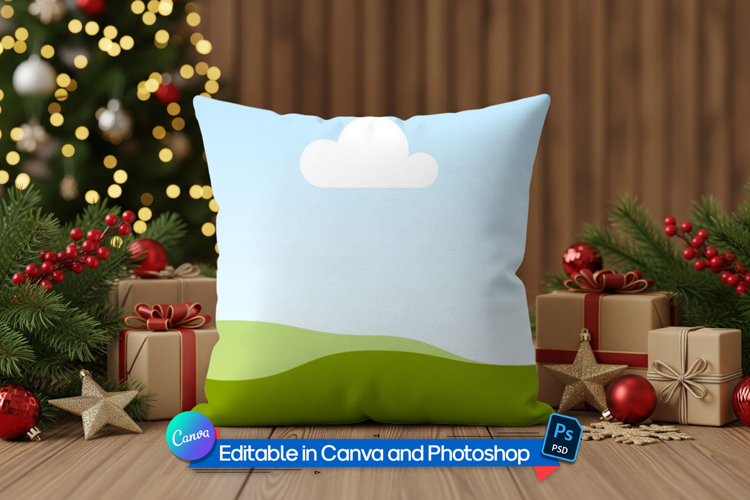 Holiday themed cushion mockup