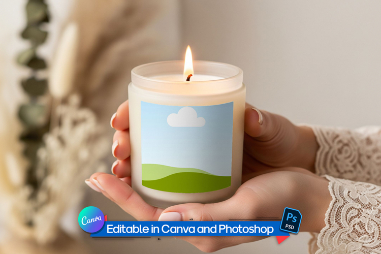 Home candle label mockup