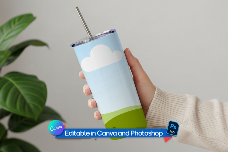 Home tumbler mockup PSD & CANVA