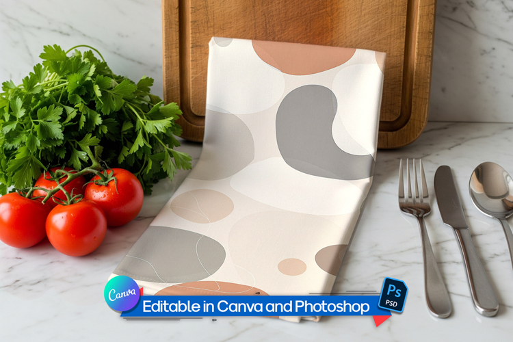 Kitchen folded towel mockup
