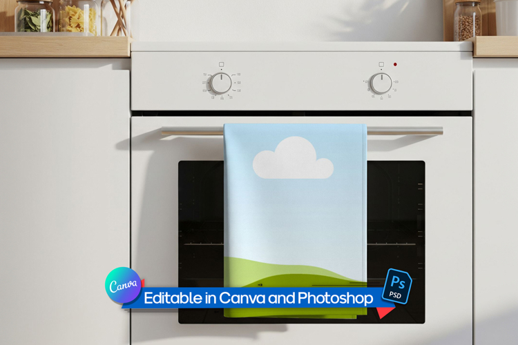 Kitchen hanging towel mockup