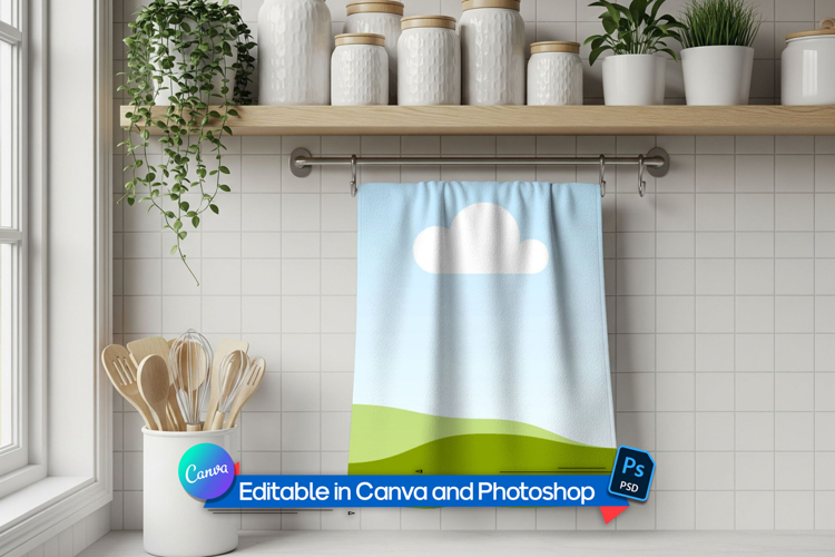 kitchen towel pattern mockup