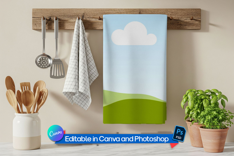 Kitchen towel textile mockup