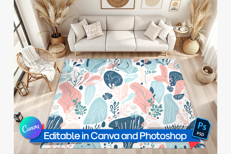 Living room rug mockup