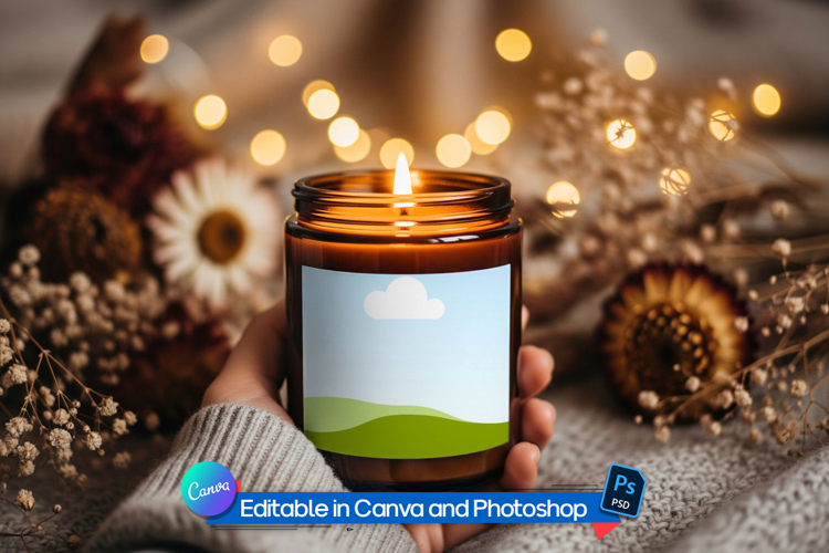 Photorealistic candle mockup scene