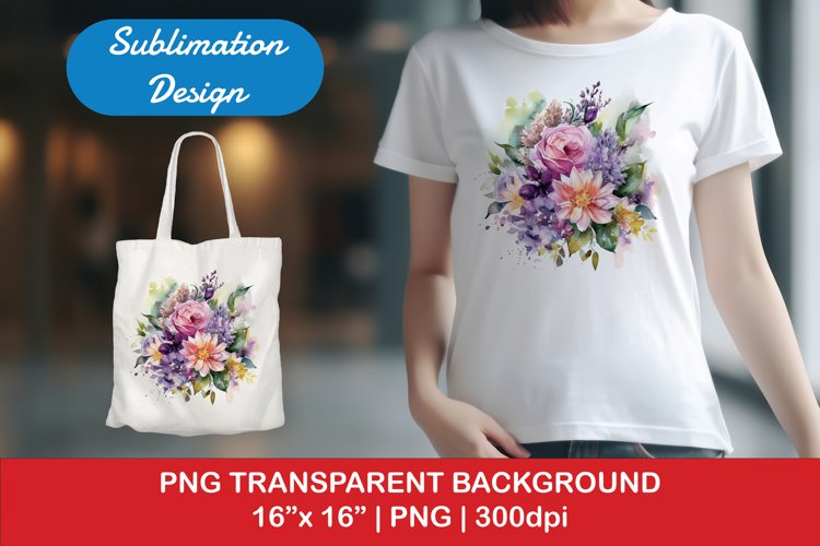 Sublimation design, Romantic floral bouquet, PNG file