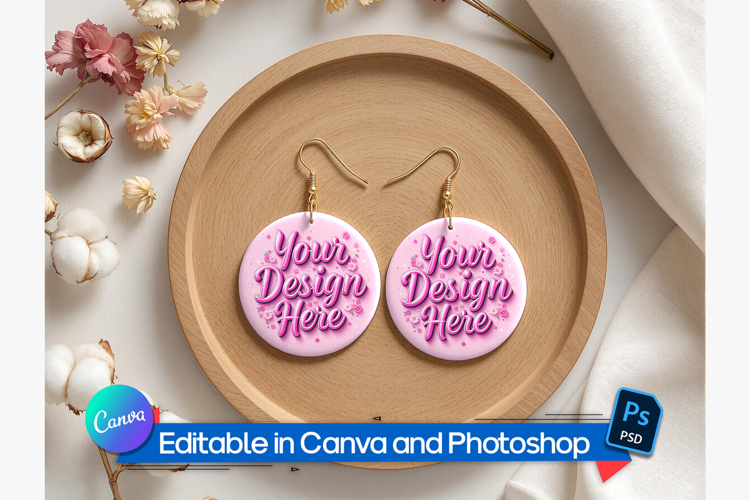Round dangle earring Mockup