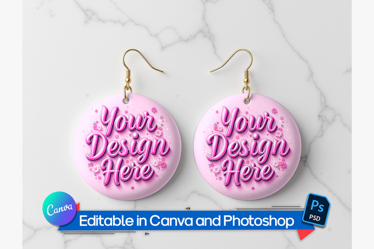 Round Earring Sublimation Mockup