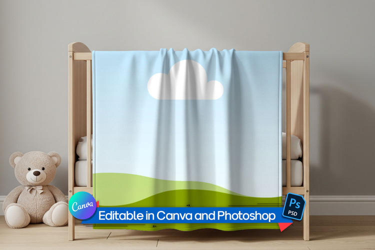 Soft baby blanket mockup