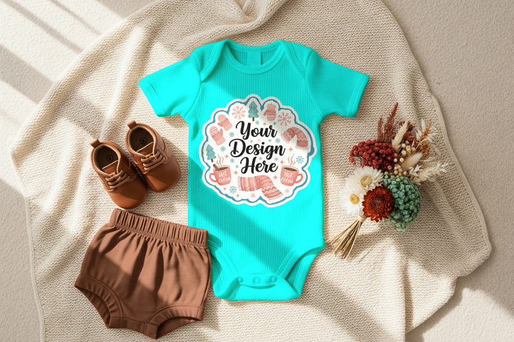 Soft cotton bodysuit mockup