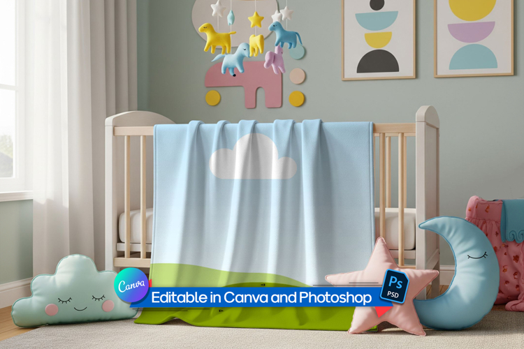 Soft fabric baby blanket mockup