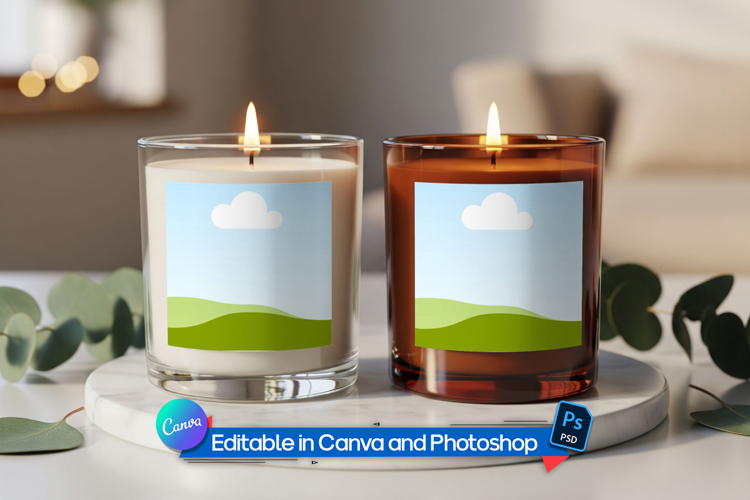 Soy candle label design mockup
