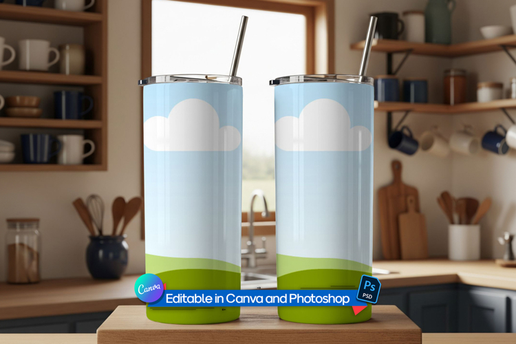 Stainless steel tumbler mockup