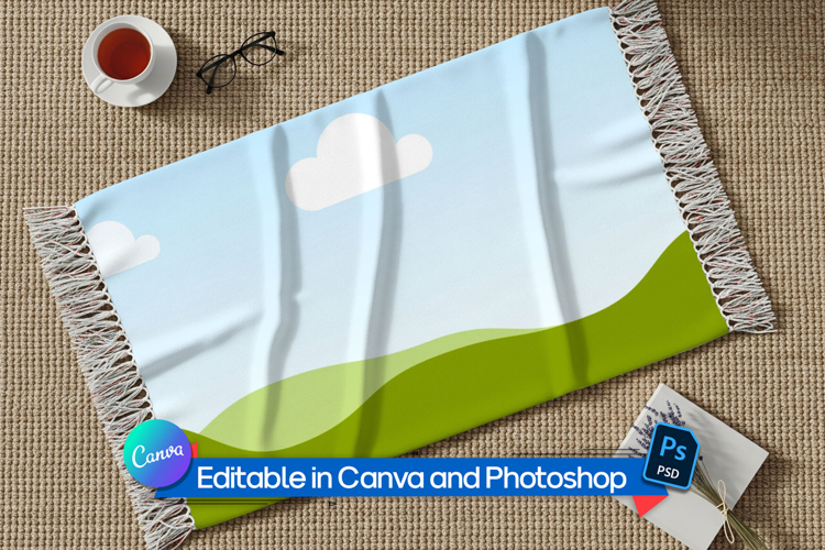 Top-down throw blanket mockup