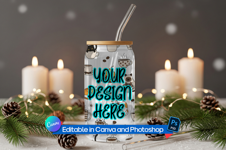 Winter Glass Can Mockup