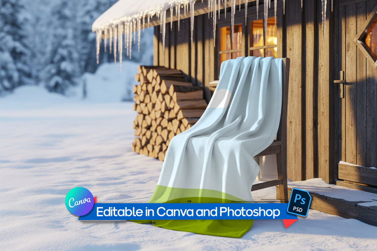 Winter throw blanket mockup