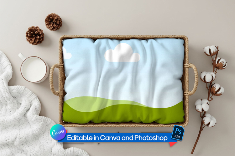 Woven basket blanket mockup