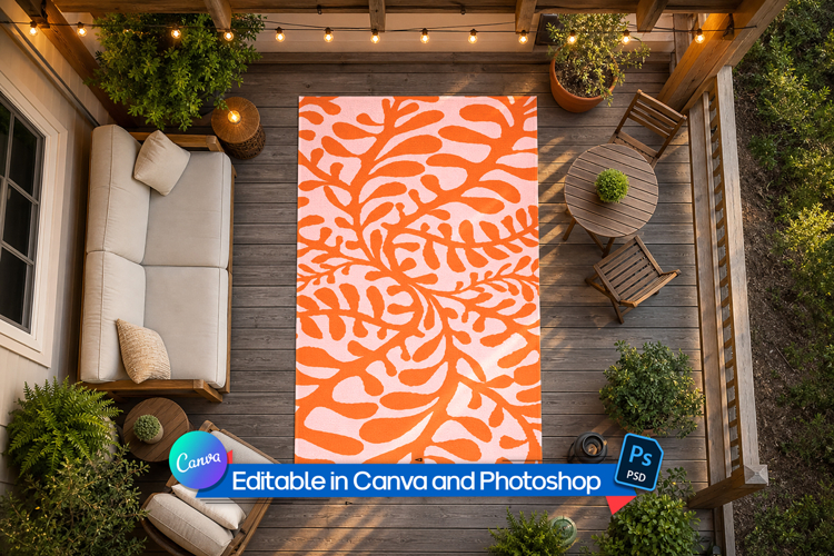 Zen terrace rug mockup
