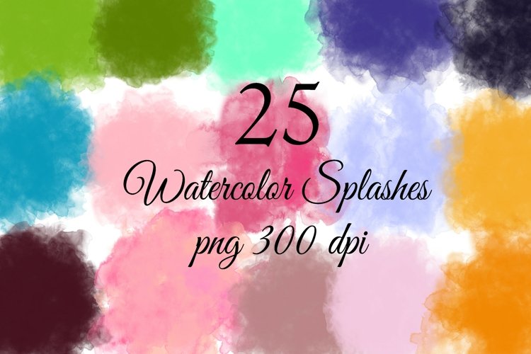 25 Water Color Splashes PNG Bundle example image 1