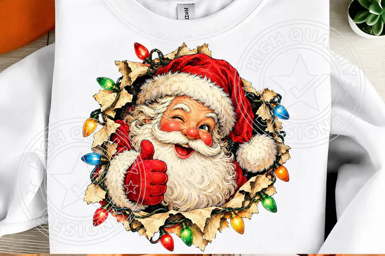 Thumbs Up Santa Christmas Vintage Christmas Lights Holiday D